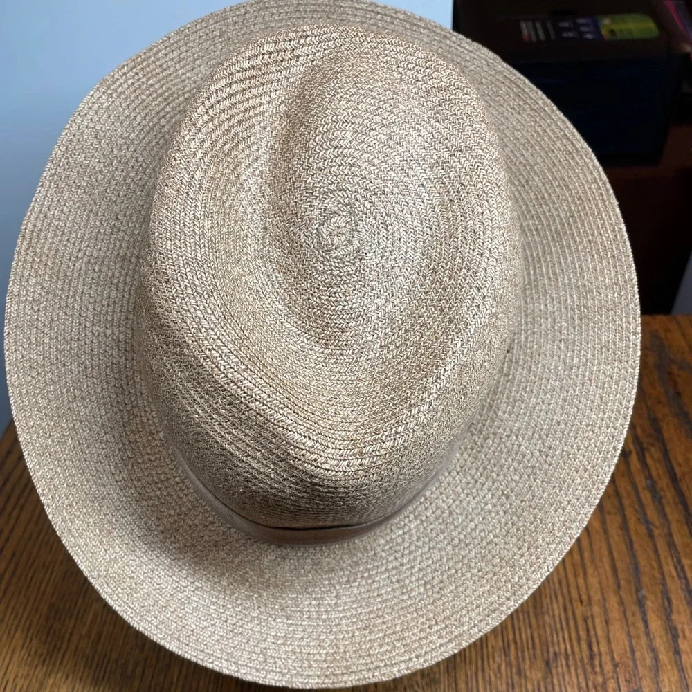 Tesi Firenze Straw Fedora‎ Hat Mens XL Tan Made in Italy JJ Hat Center New York